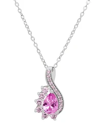 Macy's Lab-Grown Pink Sapphire Infinity Pear (1-1/4 ct. t.w.) Pendant Necklace in Sterling Silver