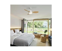 Sofucor 47-inch Modern White 3 Blades Ceiling Fan with Six-Speed Remote Control and Timing Function and Light Kit