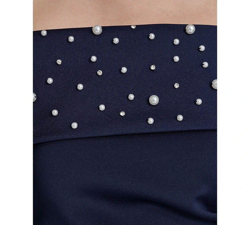 Eliza J Women's Off-The-Shoulder Faux-Pearl-Embellished Evening Gown