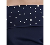 Eliza J Women's Off-The-Shoulder Faux-Pearl-Embellished Evening Gown