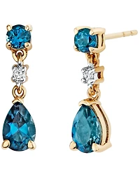 Macy's Blue Topaz (1 ct. t.w.) & Diamond Accent Drop Earrings in 14k Yellow Gold