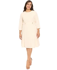 London Times Plus Crewneck Midi Dress