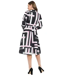 London Times Petite Long-Sleeve Short Shirtdress