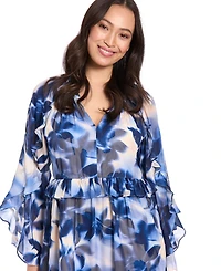 London Times Petite Collared A-Line Short Dress