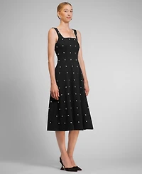 Rachel Roy Women's Zahra Nailhead Trim Square Neck Midi Dress