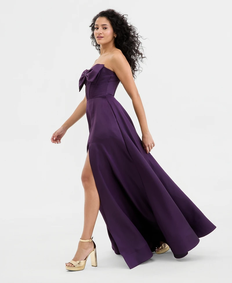 City Studios Juniors' Bow-Front Keyhole-Cutout Gown, Created for Macy's