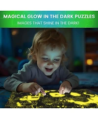 Quokka 4x100 Piece Glow-in-The-Dark Puzzles– Space, Dinosaurs, Animals