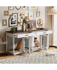 Indoor Dog House with 2 Drawers, Dog Crate for Large Medium Small Dogs