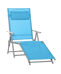 Outsunny Sling Patio Reclining Chaise Lounge Garden Furniture, Light