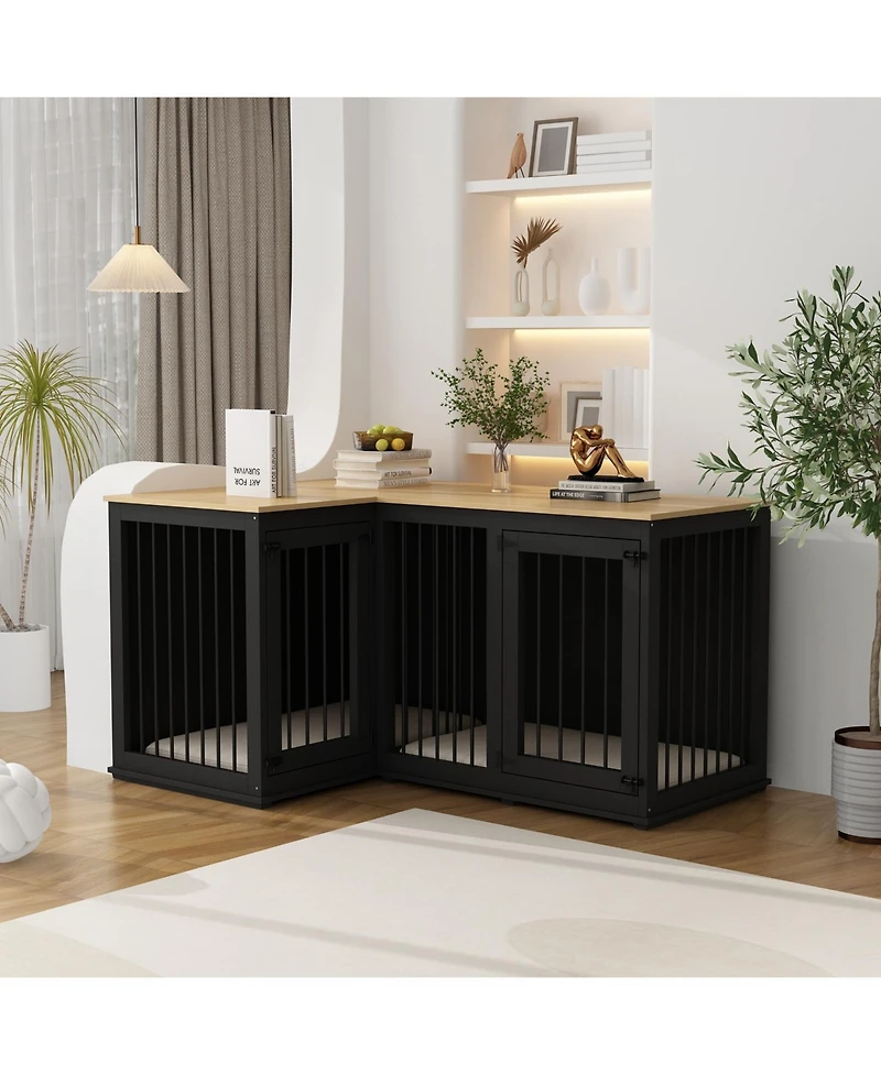 Dog Kennel Corner Dog Crate with Dividers Perfect for Limited Room