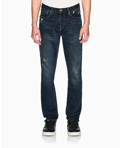 A|X Armani Exchange Men's J14 Slim Gold Splatter Jeans
