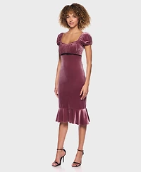 Alex & Sophia Women's Puff Sleeve Midi Dress