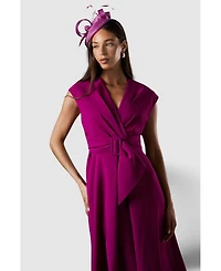Coast Women's Belted Crepe V-Neck Midi Dress