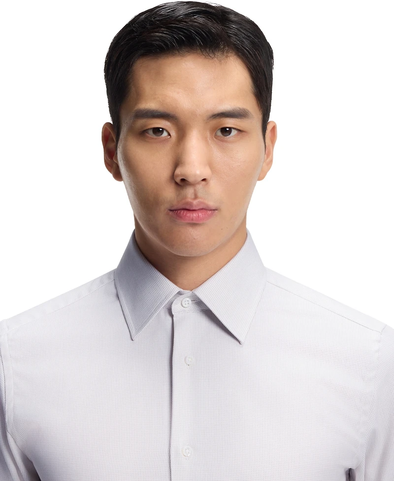 Boss by Hugo Men's Italian-Made Structured Cotton Slim-Fit Dress Shirt