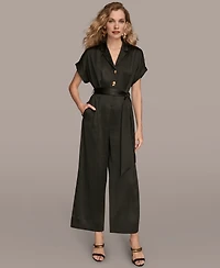 Donna Karan New York Women's Satin Wide Leg Jumpsuit