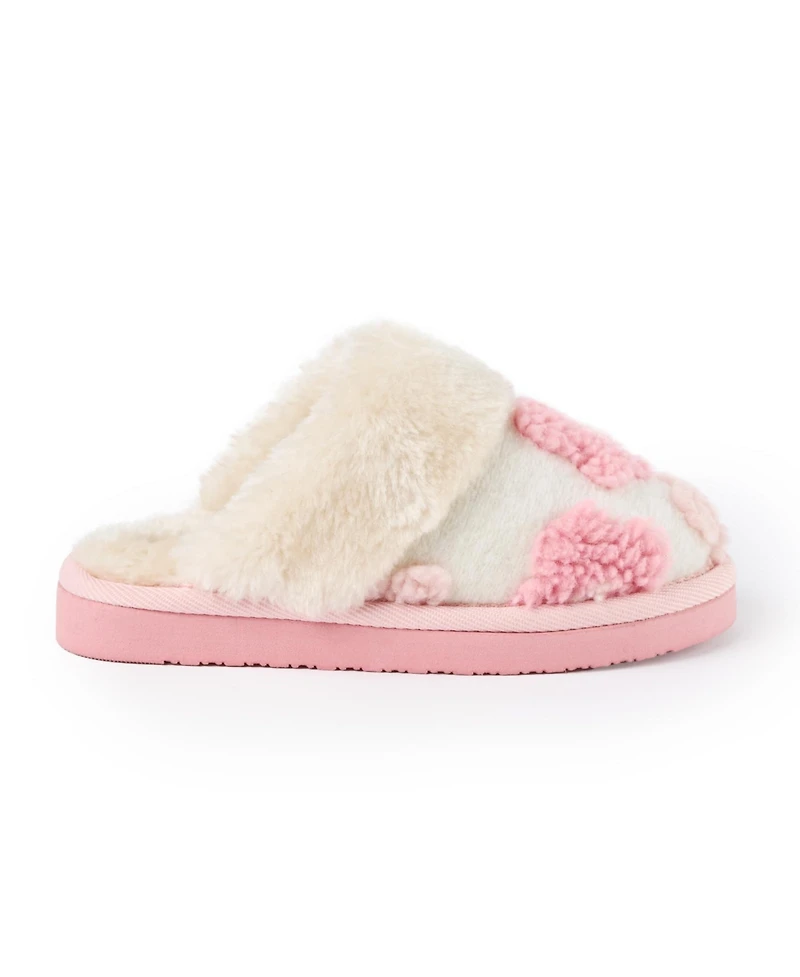 Minnetonka Girls' Faux Fur Flower Scuff Slippers