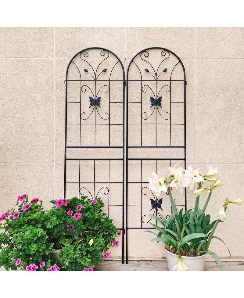 Streamdale Furniture 2 Pack Metal Garden Trellis 71" Rustproof Black