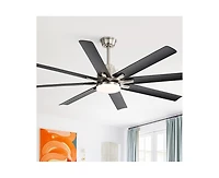 52-inch Modern Exquisite Sand Nickel 8-Blade Ceiling Fans with Adjustable Led Lights and Intelligent Remote Control