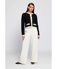 Elle Collection Women's Fine Gauge Lightweight Framed Cardigan Sweater