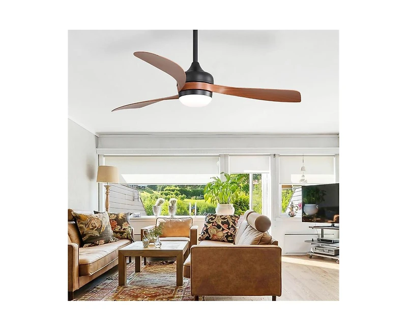 Sofucor 52-inch Modern Black Ceiling Fan with Led Light and Remote Control Dc Motor