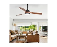 Sofucor 52-inch Modern Black Ceiling Fan with Led Light and Remote Control Dc Motor