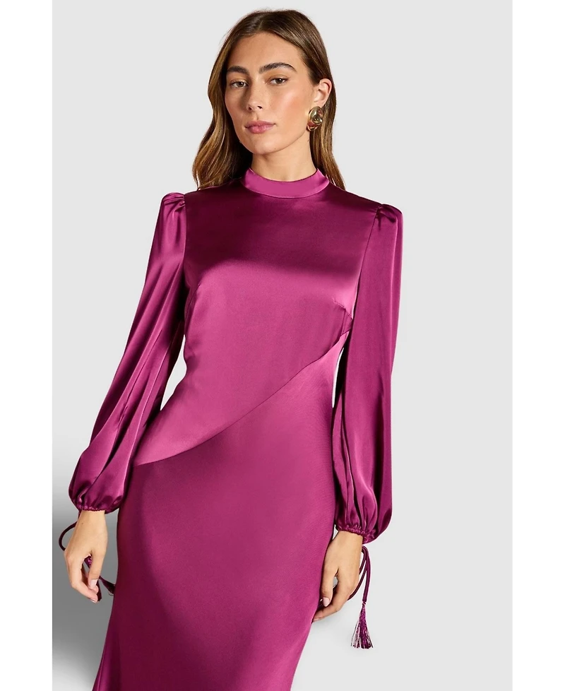 Coast Women's Blouson Sleeve Satin Midi Dress