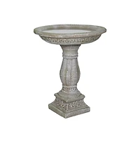 SunJet 23.8 Inch High Concrete Bird Bath with Carved Pedestal – Birdbath Sturdy & Elegant Design, Stone-Like Texture