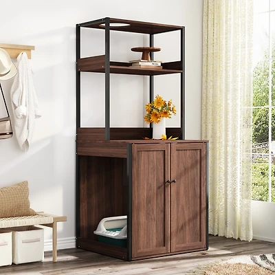 Homsee Storage Cabinet with Shelves, Large Open Storage & Doors Used for Pet