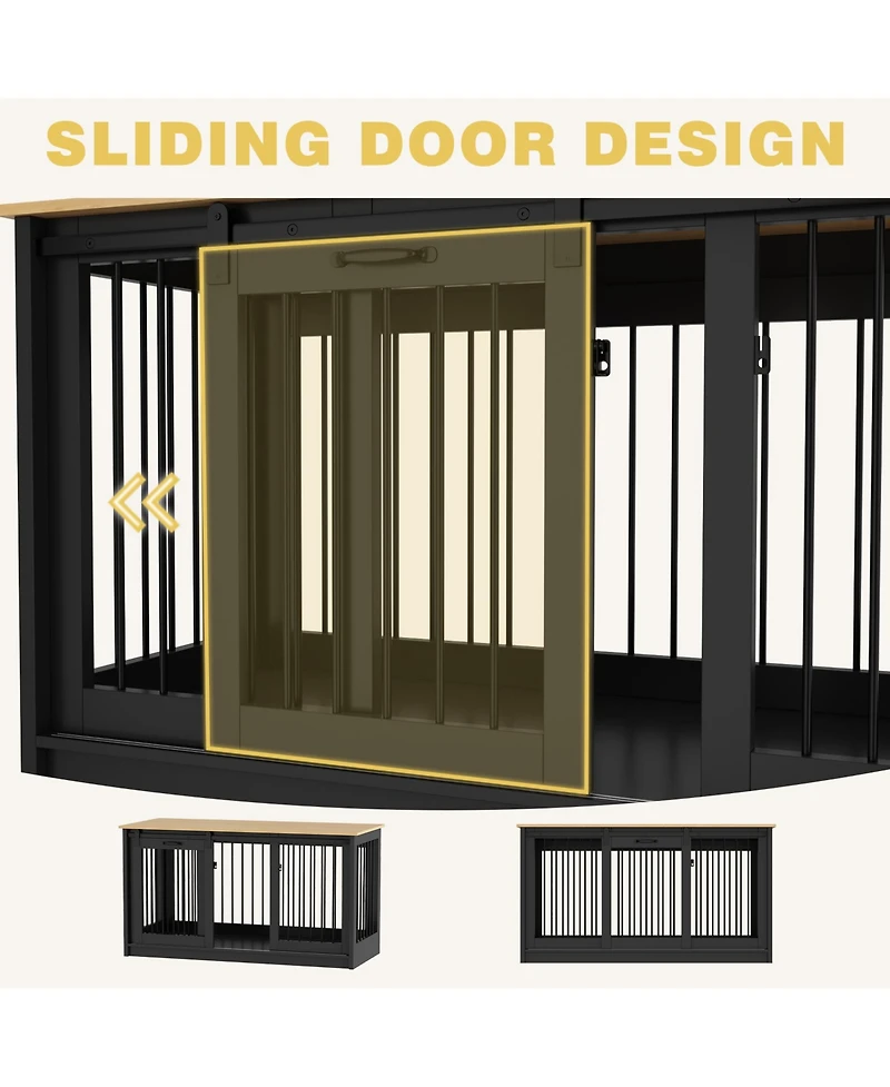 Homsee Dog Kennel Furniture, Pet Dog Cage with Sliding Door for Large Medium Small Dogs