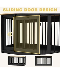 Homsee Dog Kennel Furniture, Pet Dog Cage with Sliding Door for Large Medium Small Dogs