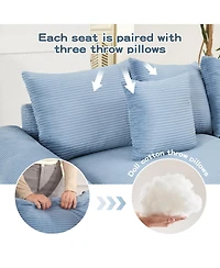 Streamdale Furniture Streamdale 130" Oversized Cloud Modular Sectional Couch, Premium Corduroy 3-Seater Sofa, Blue