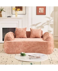 Streamdale Furniture Streamdale Pink curved two-person compress sofa with armrests and two pillows