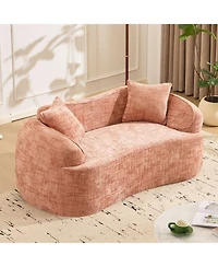 Streamdale Furniture Streamdale Pink curved two-person compress sofa with armrests and two pillows