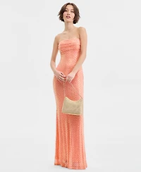 B Darlin Juniors' Embellished Straight-Neck Strapless Gown