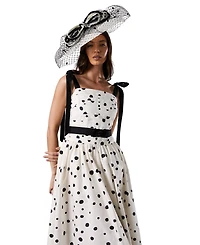 Coast Women's Lisa Tan Mono Spot Bow Detail Midi Dress