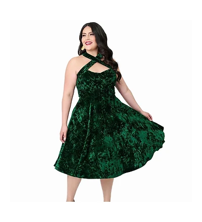 Unique Vintage Plus Criss Cross Halter Rita Flare Dress
