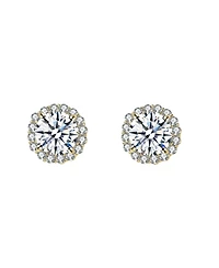 Elegant Round Stud Earrings with Colored Cubic Zirconia