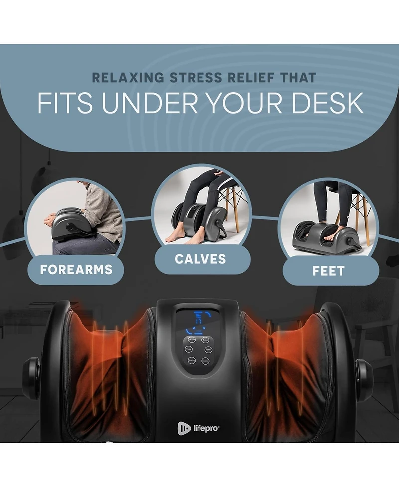 LifePro Calf and Foot Massager with Heat for Plantar Fasciitis, Circulation & Pain Relief (Black)