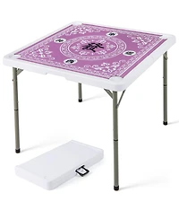 Sugift Portable Folding Mahjong Table With Cup Holders And Game Mat.