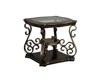 sumyeg Modern End Table with Glass Top Marble Paper Mdf Shelf and Powder Coated Metal Legs