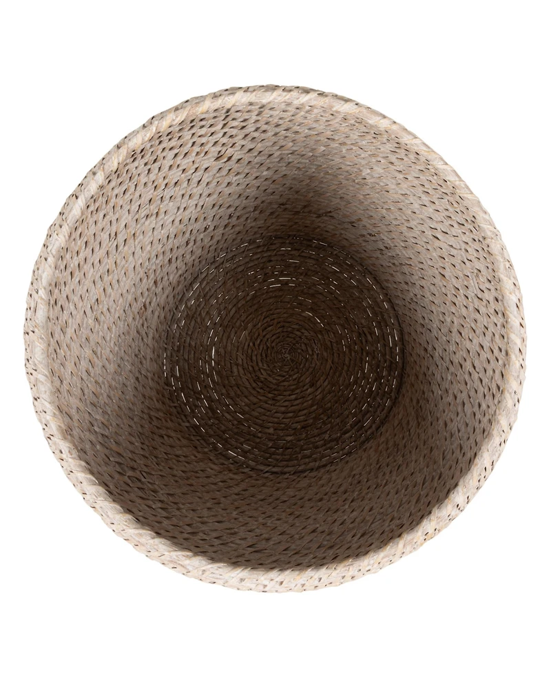 Storied Home Rattan Wicker Storage Basket with Lid, Washed Black Finish, Set of 2