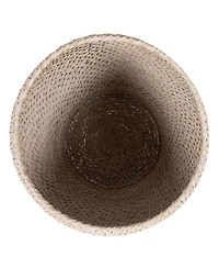Storied Home Rattan Wicker Storage Basket with Lid, Washed Black Finish, Set of 2