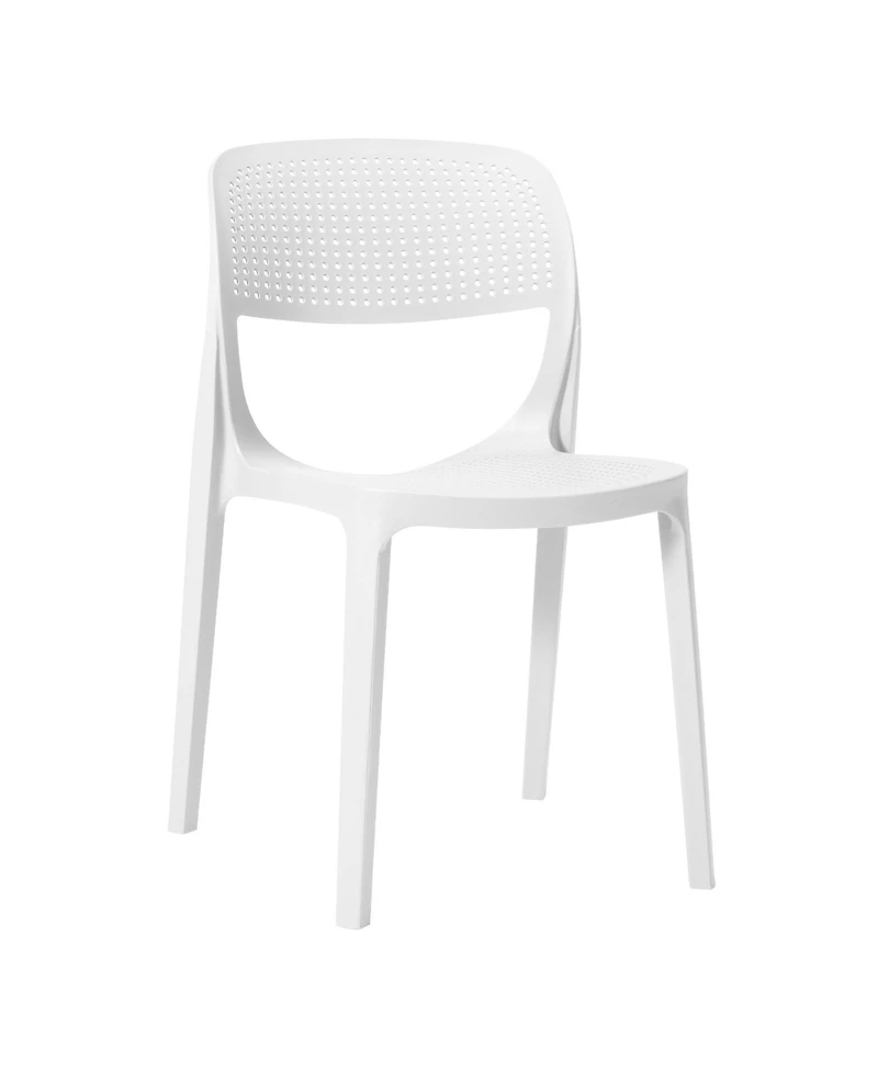 WestinTrends 3-Piece Round Metal Bistro Dining Table Set And Stackable Resin Patio Dining Side Chairs