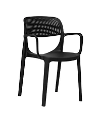 WestinTrends 3-Piece Round Metal Bistro Dining Table Set And Stackable Resin Patio Arm Chairs