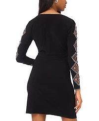 Msk Women's Faraj Sleeve Faux Wrap Dress