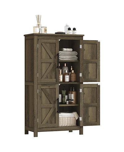 Homcom Bathroom Floor Cabinet, Farmhouse Bathroom Cabinet with Doors,
