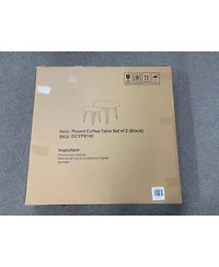 sumyeg 27.56 Inch Round Nesting Coffee Table Set of 2 with Marble Tabletop and Metal Base