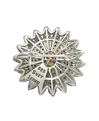 Suzy Levian New York Sterling Silver Sapphire & Created White Sapphire Pave Flower Brooch