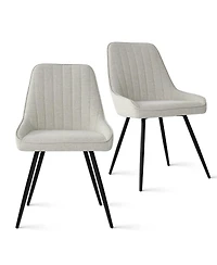 Maison Boucle 5-Piece Round Dining Table Set for 4, Black Mdf Top with Upholstered Fabric Chairs, Kitchen Small Spaces