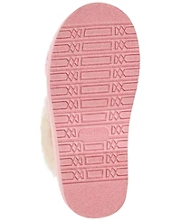 Minnetonka Girls' Faux Fur Flower Scuff Slippers